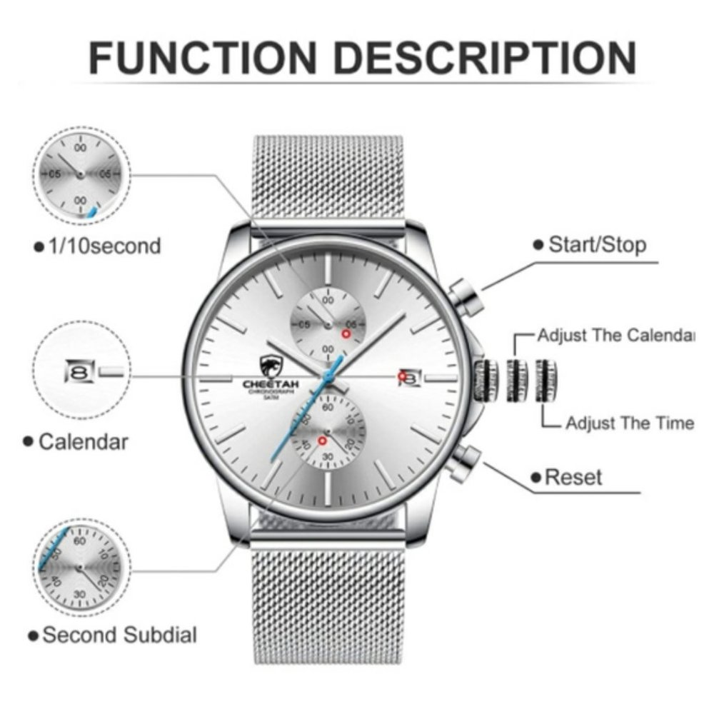 Men's Fashion Sport Quartz Analog Silver Watch - Picture 6 of 8